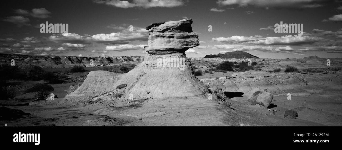 Die Sphinx, winderodierte Felsformation, Valle de la Luna, Ischigualasto Provincial Park, San Juan Provinz, Argentinien. UNESCO-Weltkulturerbe. Stockfoto