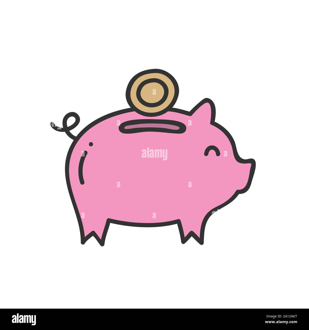 Rosa Sparschwein Einsparungen und Investitionen Planung Konzept. Vector Illustration Stock Vektor