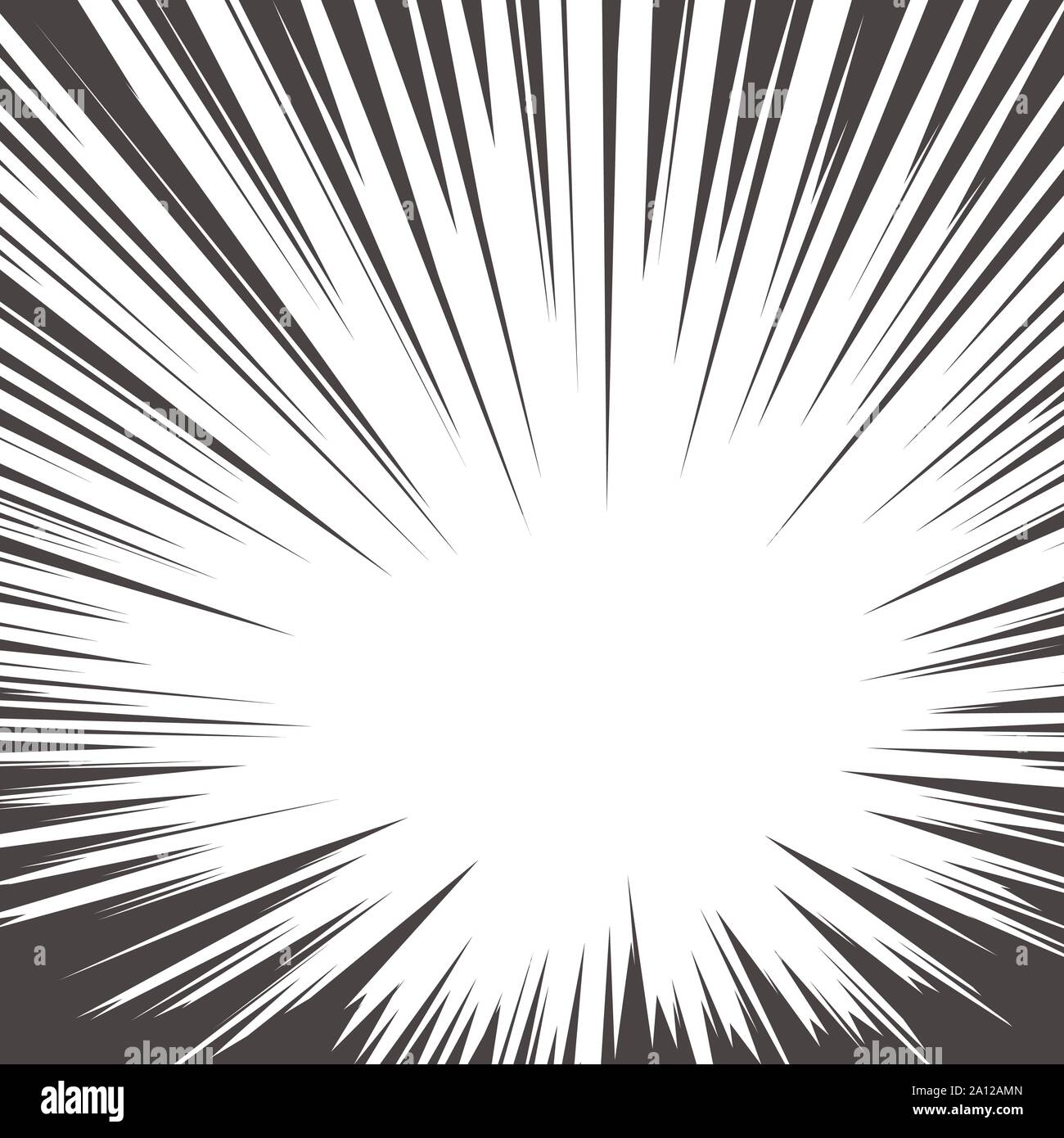 Comic Radialgeschwindigkeit Linien. Manga speed Frame. Cartoon explosion Hintergrund Superhero action. Vector Illustration Stock Vektor