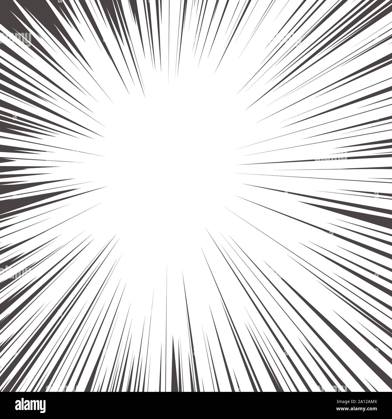 Comic Radialgeschwindigkeit Linien. Manga speed Frame. Cartoon Motion Hintergrund. Superhelden action. Vector Illustration auf weißem Hintergrund Stock Vektor