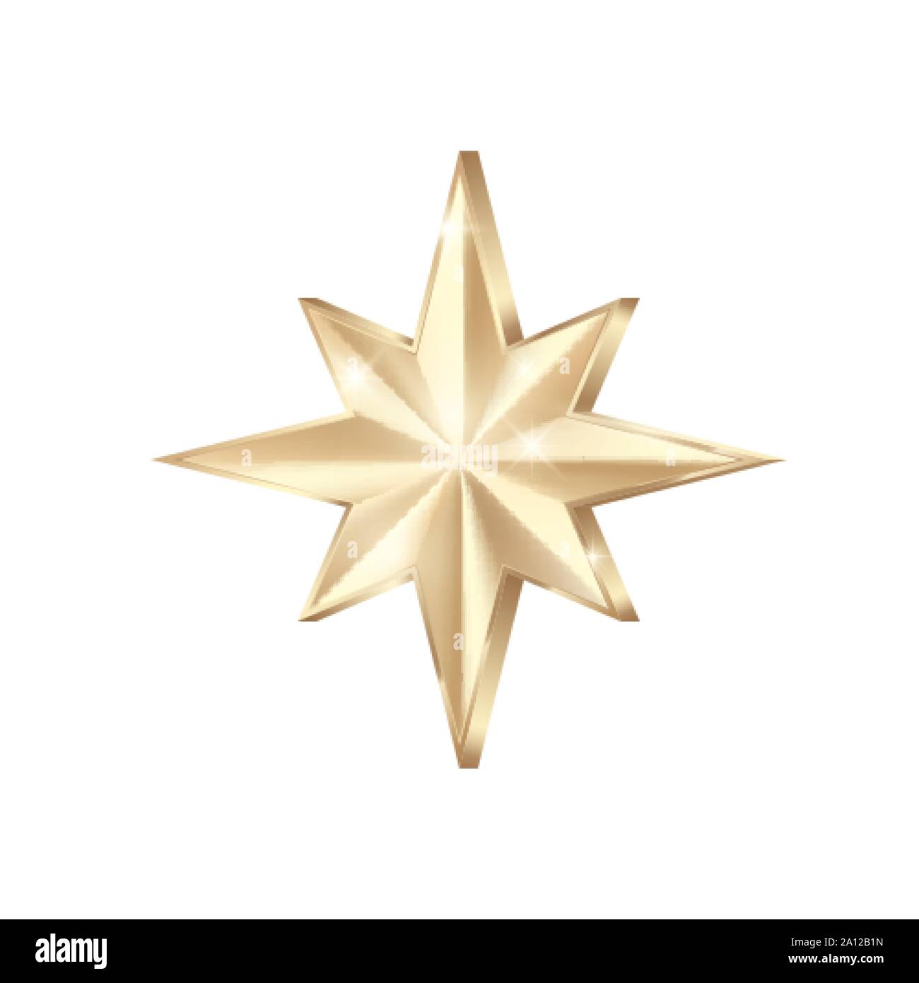 Golden Star scatter glitzert. Glänzendes Gold Star mit funkelt. Vector Illustration auf weißen isoliert Stock Vektor