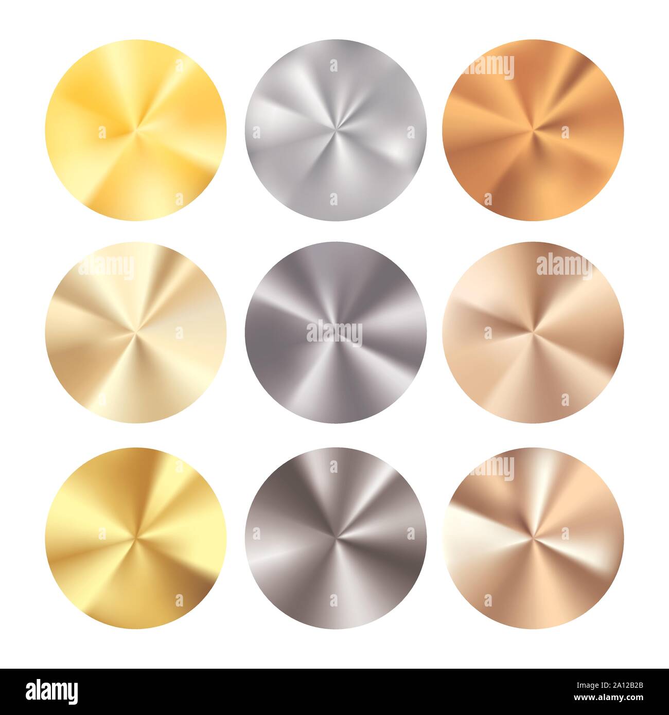 Golden Silber und Bronze radialer Farbverlauf. Sammlung der glänzenden