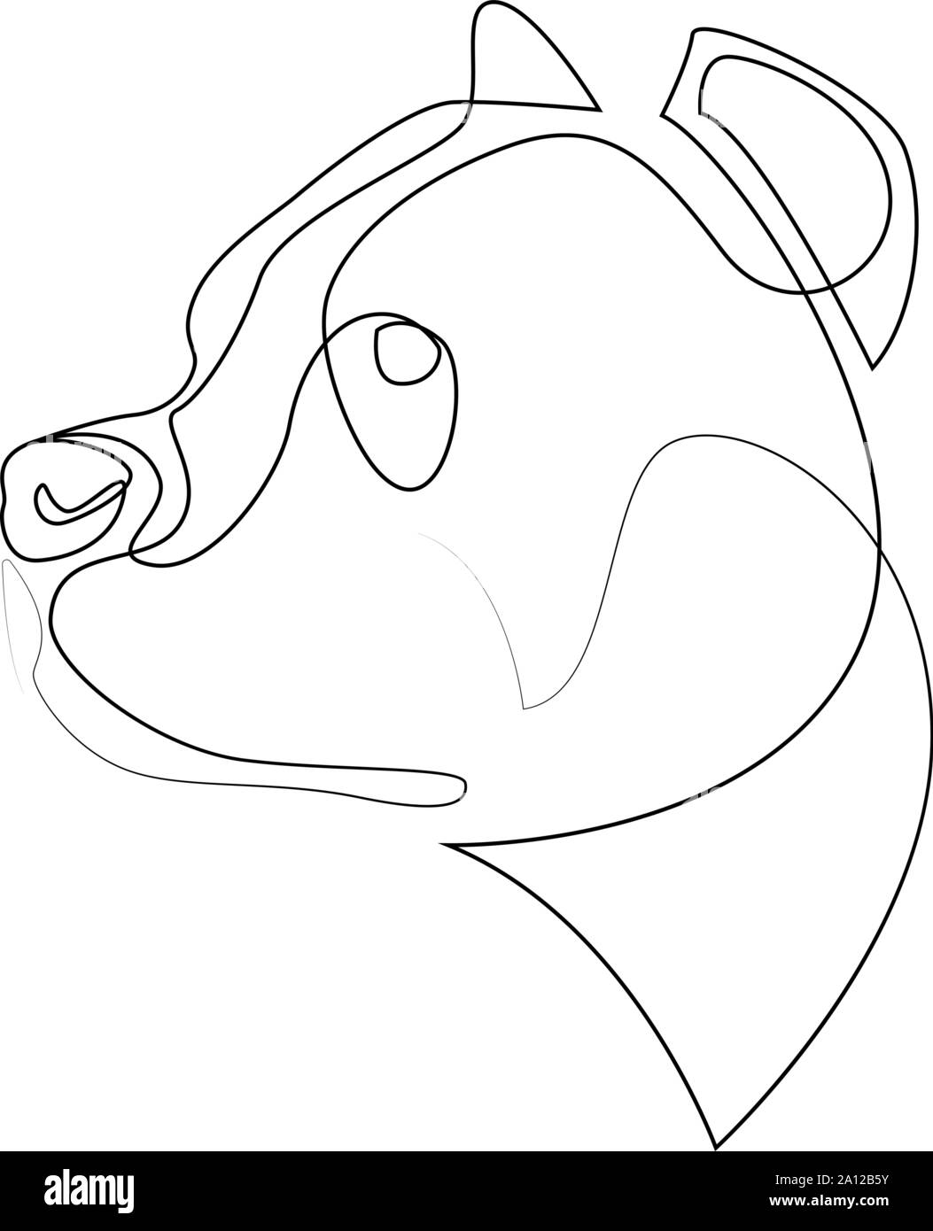 Durchgehende Linie Pit Bull. Einzelne Zeile minimal style Pitbull hund Vector Illustration Stock Vektor