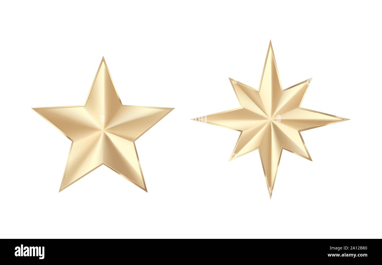 Der goldene Sterne mit glitzert. Glänzendes Gold Star mit funkelt. Vector Illustration auf weißem Hintergrund Stock Vektor