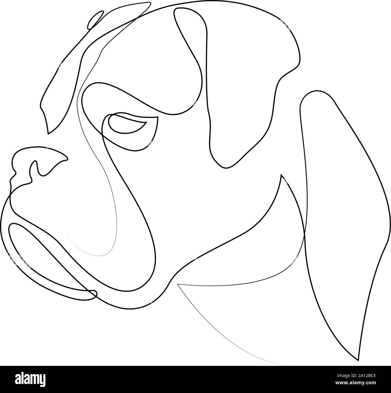 Durchgehende Linie Boxer. Einzelne Zeile minimal style Hund Vector Illustration Stock Vektor