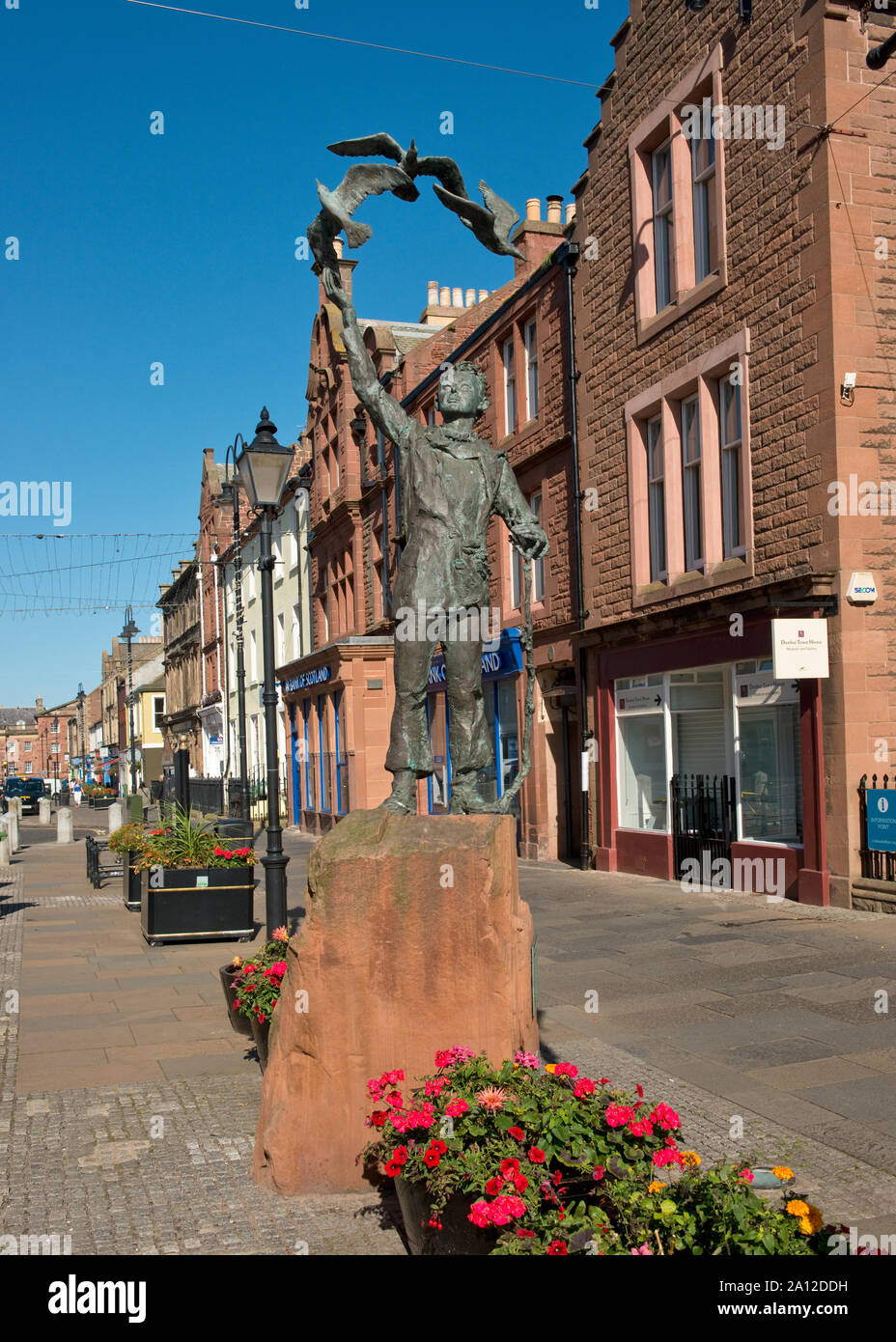 John Muir Statue an der High Street, Dunbar. Schottland Stockfoto