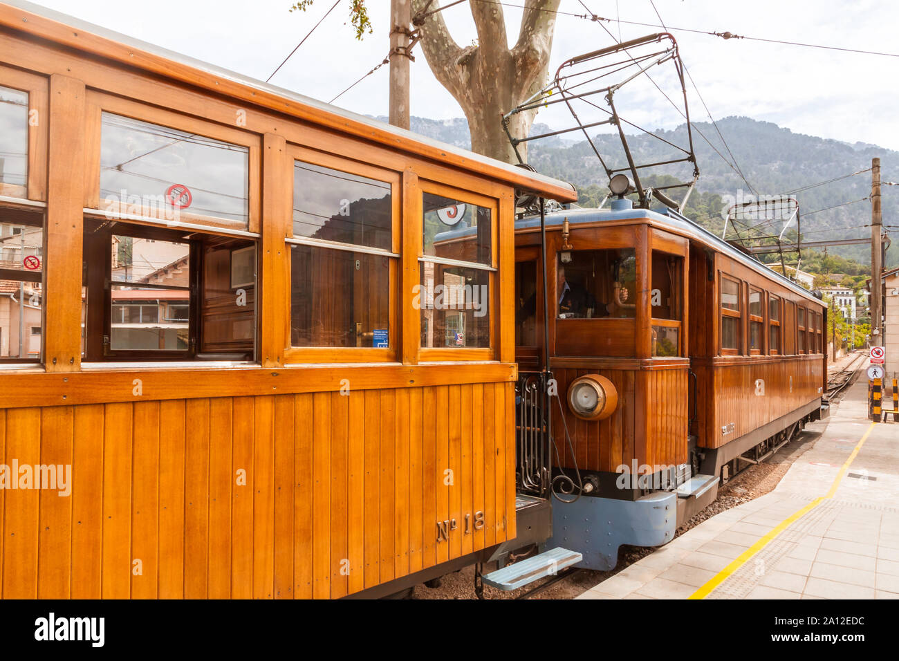 Die vintage Zug von Soller nach Palma de Mallorca Stockfoto