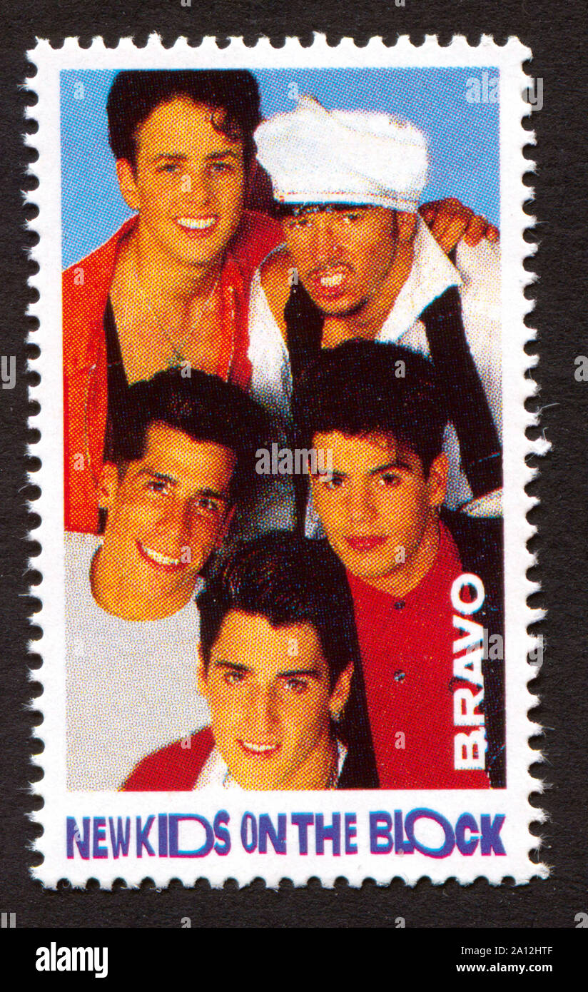 Neue Kinder auf dem Block auf einer Vintage Briefmarke von Bravo von Anfang der 1980er Jahre Stockfoto