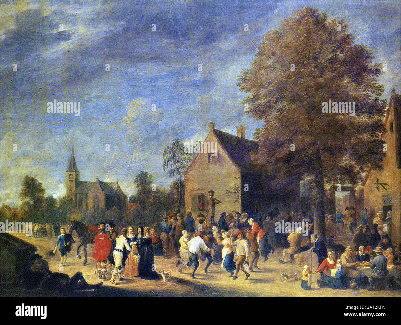 Gemälde von David Teniers der jüngere 1610-1690-Village Festival 1648 Öl auf Leinwand Stockfoto