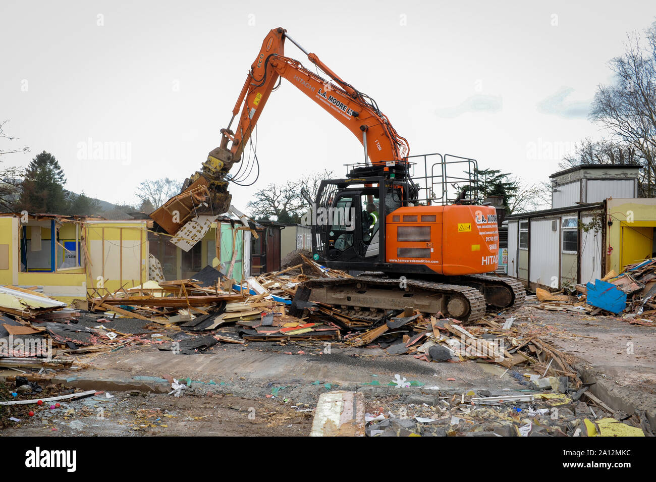 Neubau am Heu Wye Grundschule - Die alte Schule, die abgerissen wird. Stockfoto