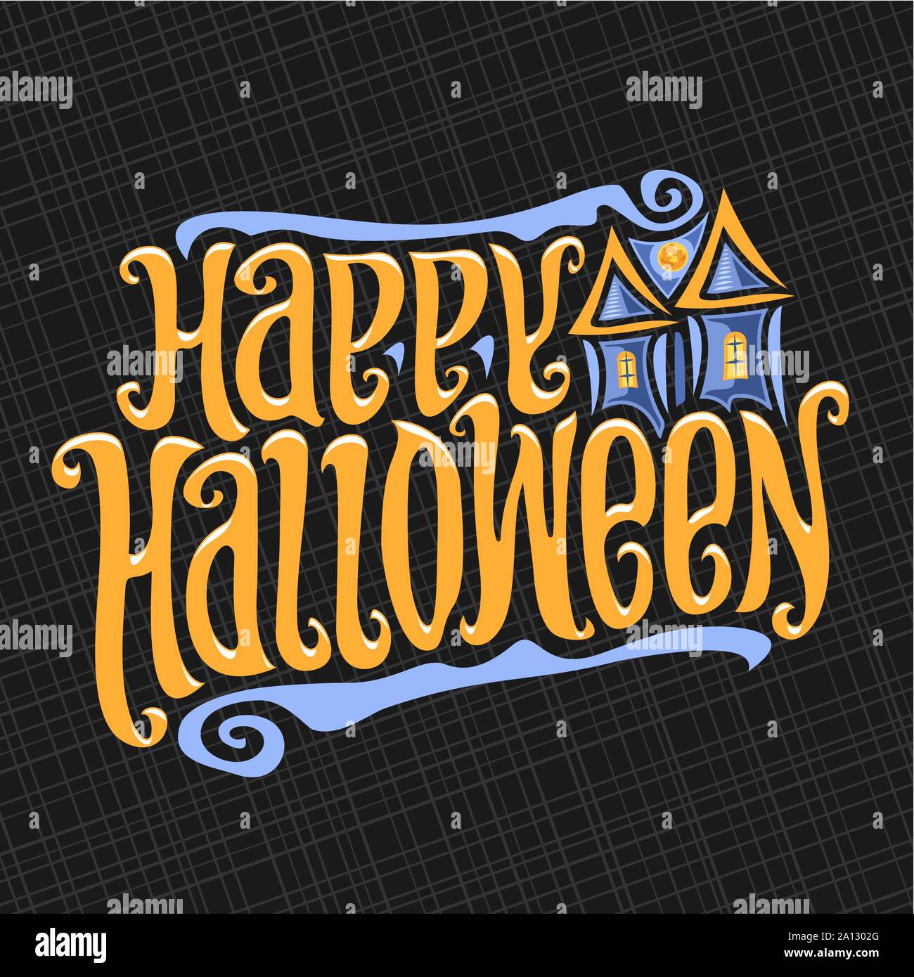 Vektor Plakat für Halloween: Dekorative handschriftlichen Font für Worte happy halloween, hand Schrift Typ text, Kalligraphie Schrift mit Cartoon ancien Stock Vektor