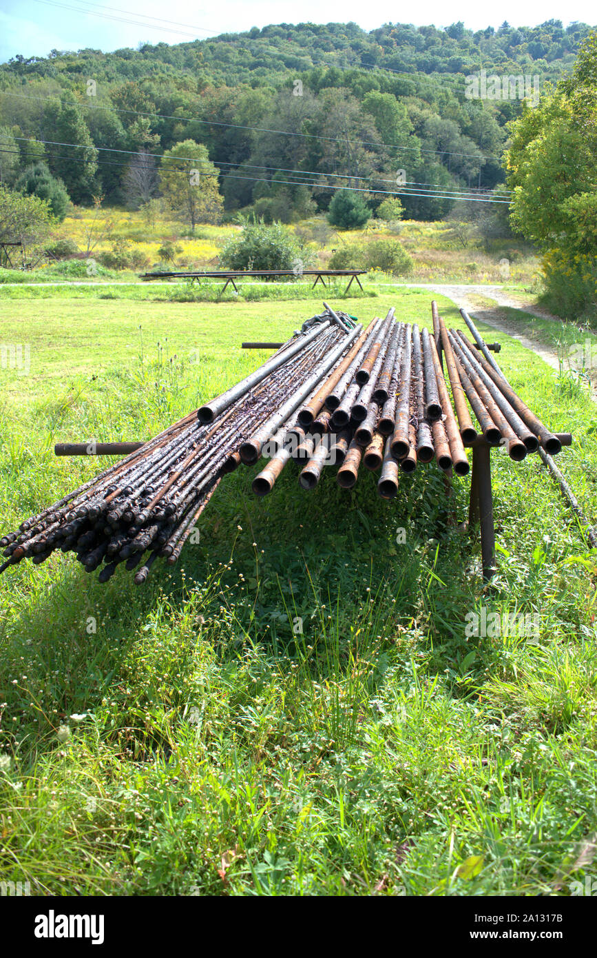 Öl gut Rod-Linien. Bolivar, Cattaraugus County, New York State, USA Stockfoto