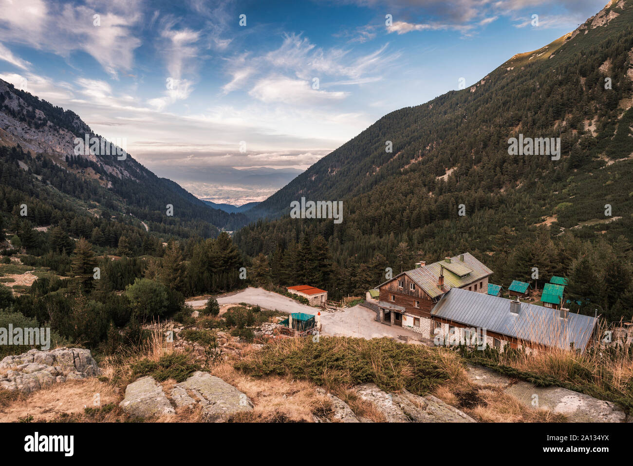 Vihren Hütte im Pirin-gebirge, Bulgarien Stockfoto
