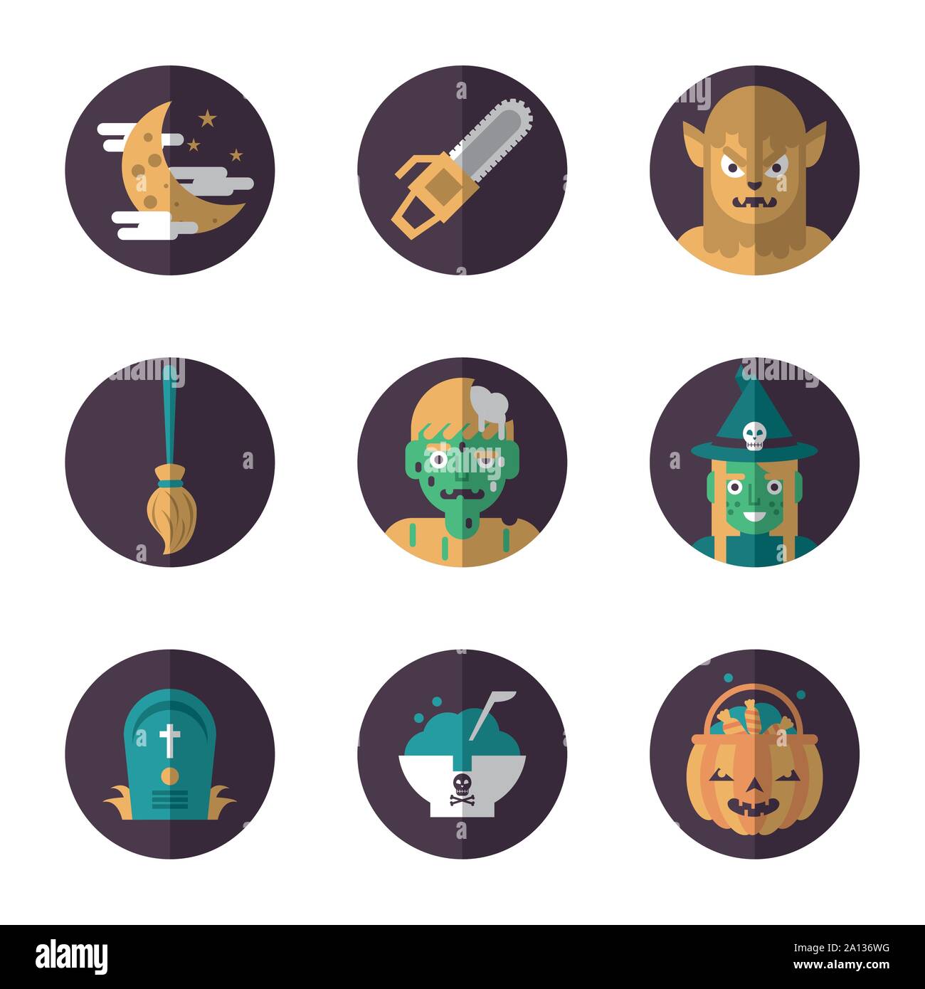 Bündel von Halloween set Symbole Stock Vektor
