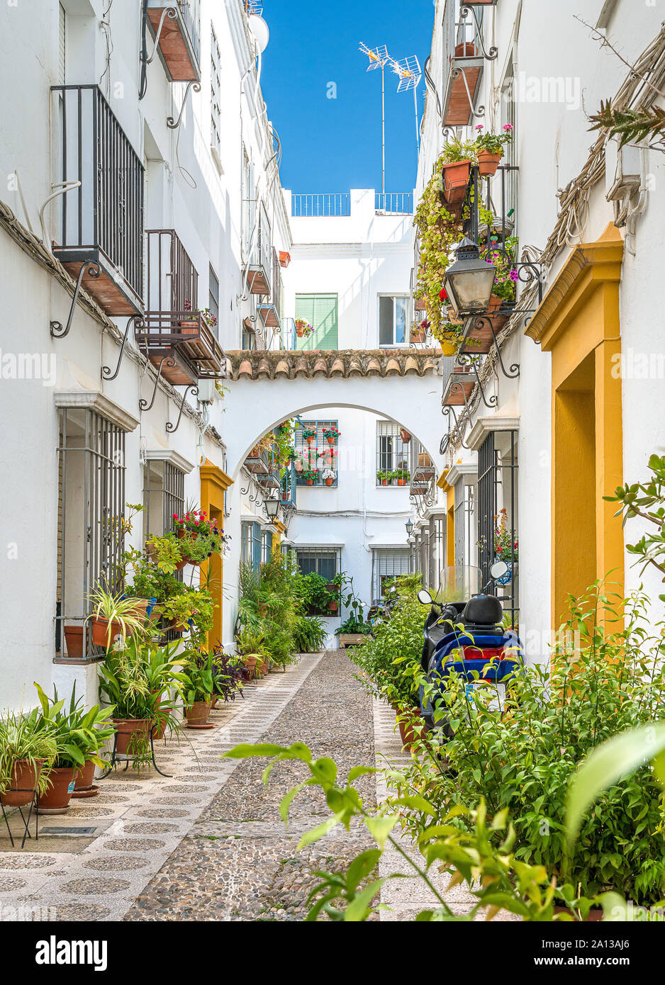 Malerische Anblick in der malerischen Cordoba jüdischen Viertel. Andalusien, Spanien. Stockfoto