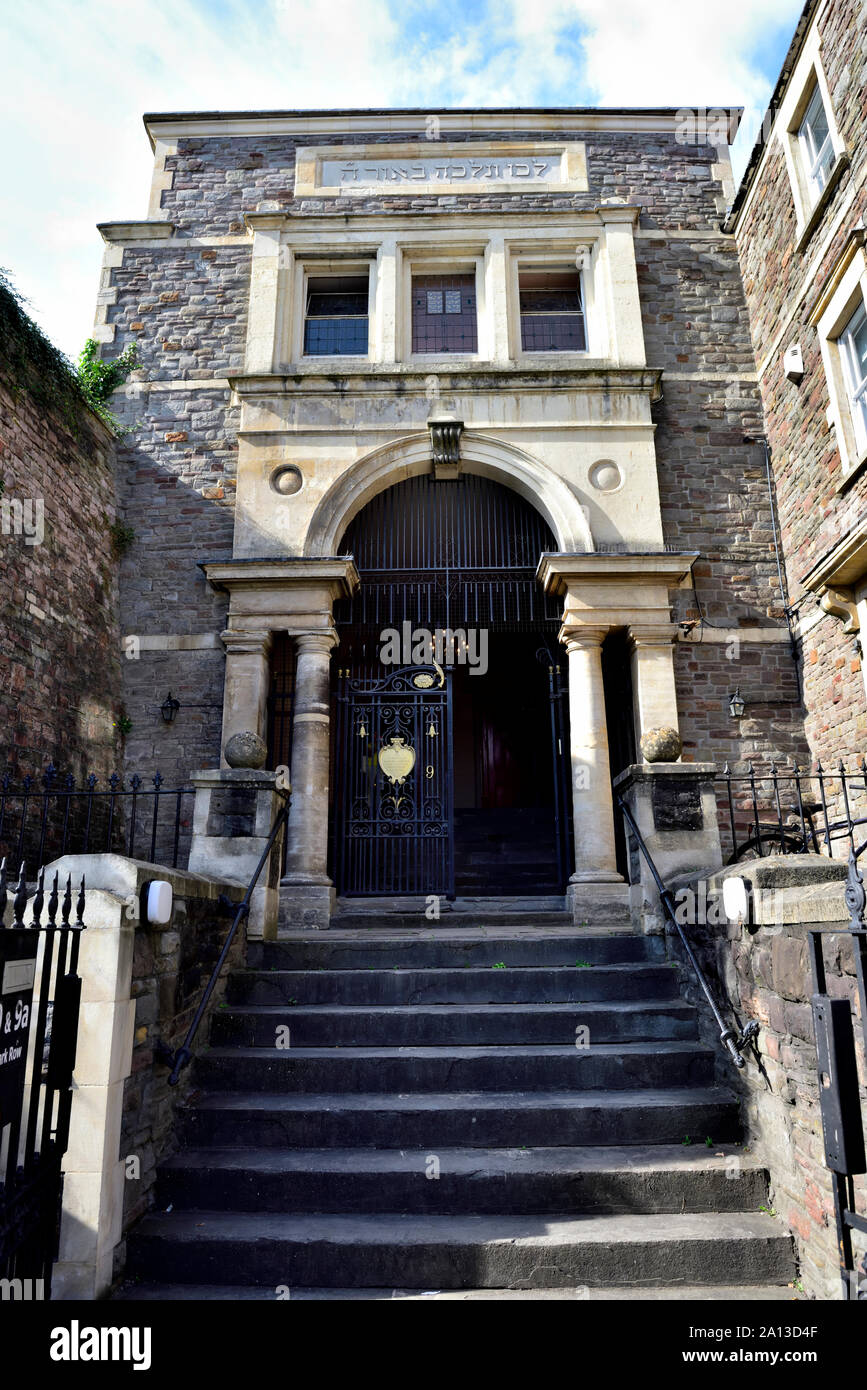 Eingang zum Bristol Synagoge auf der Park Street, Vereinigtes Königreich Stockfoto