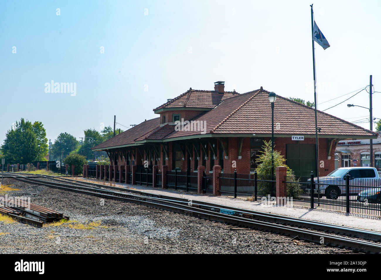 Die historische 1905 St. Louis Southwestern Bahnbetriebswerk in Tyler, Texas Stockfoto
