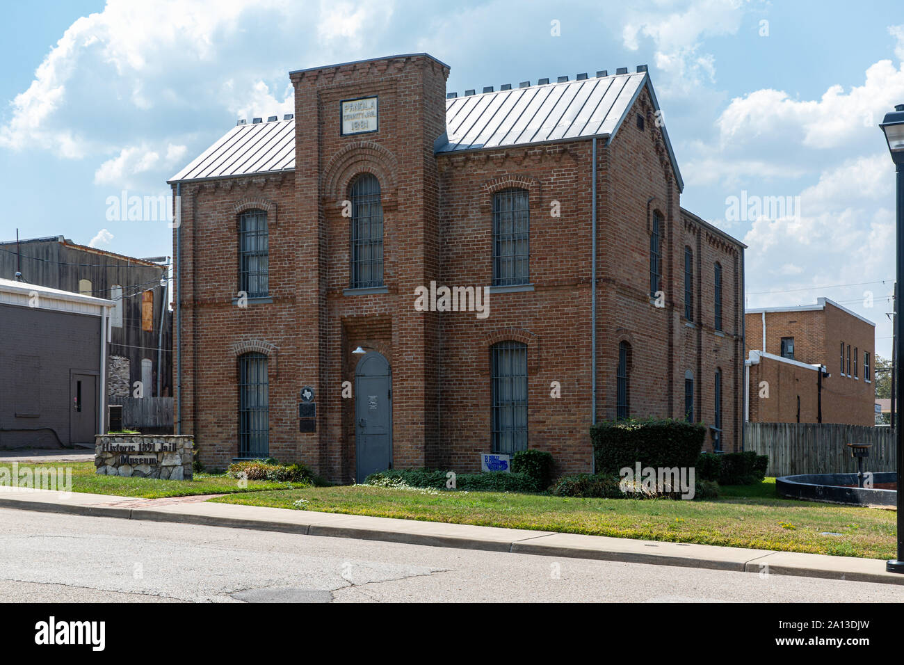 Die historische 1891 Panola County Jail in Karthago, Texas Stockfoto