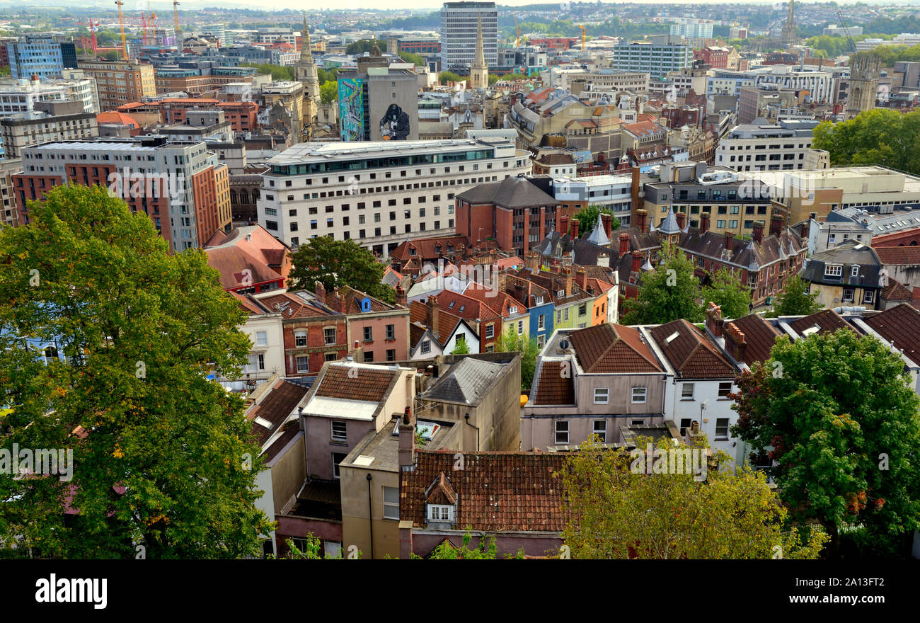 Blick auf die Skyline von Central Bristol, Großbritannien Stockfoto