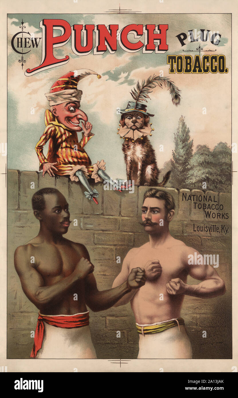 Vintage American Tobacco Werbeplakat für Punch Kautabak. Stockfoto
