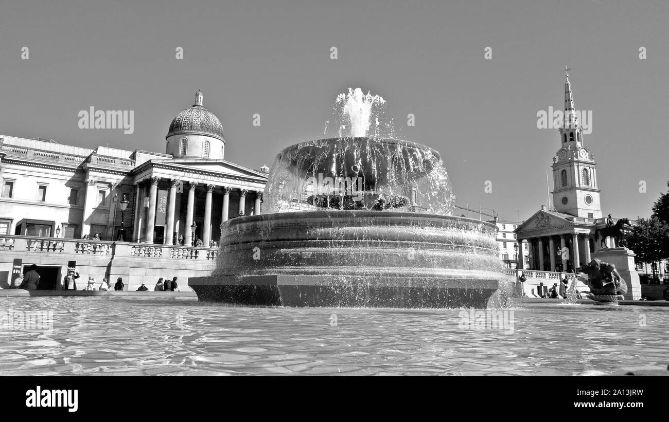 Brunnen am Trafalgar Square in London Stockfoto