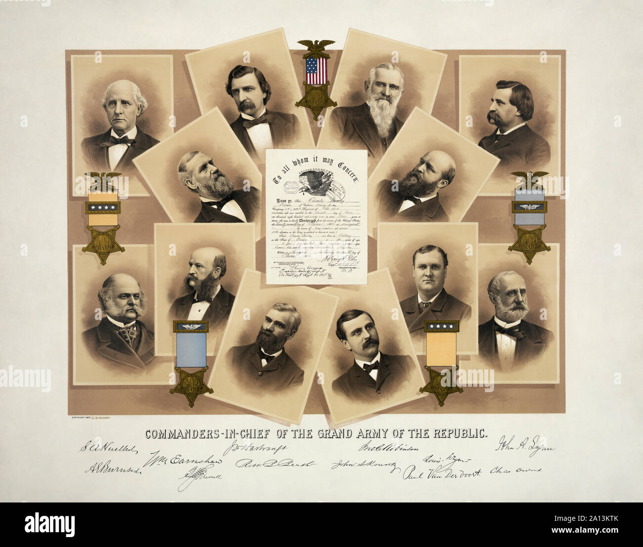 Porträts der zwölf Befehlshaber der Chefredakteur der Großen Armee der Republik. Stockfoto