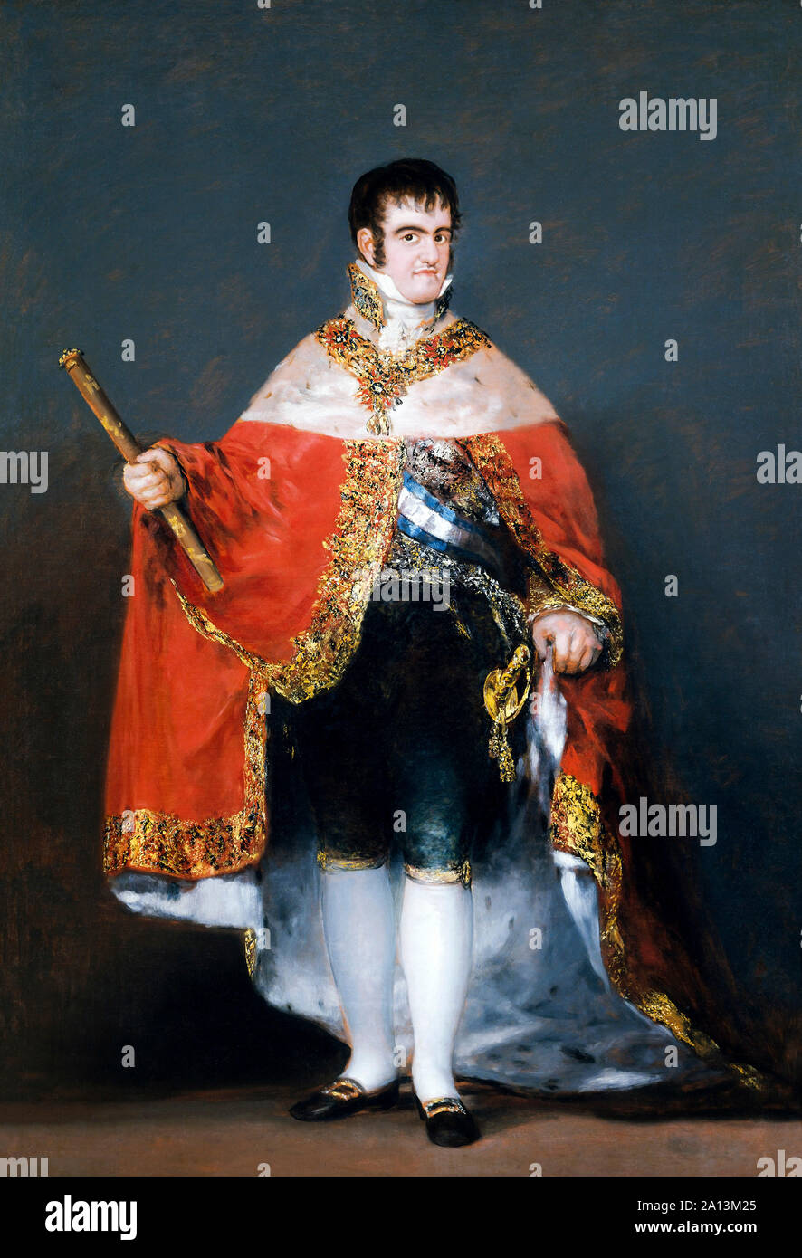 Porträt von Ferdinand VII. von Spanien seine königliche Hof Kleidung tragen. Stockfoto