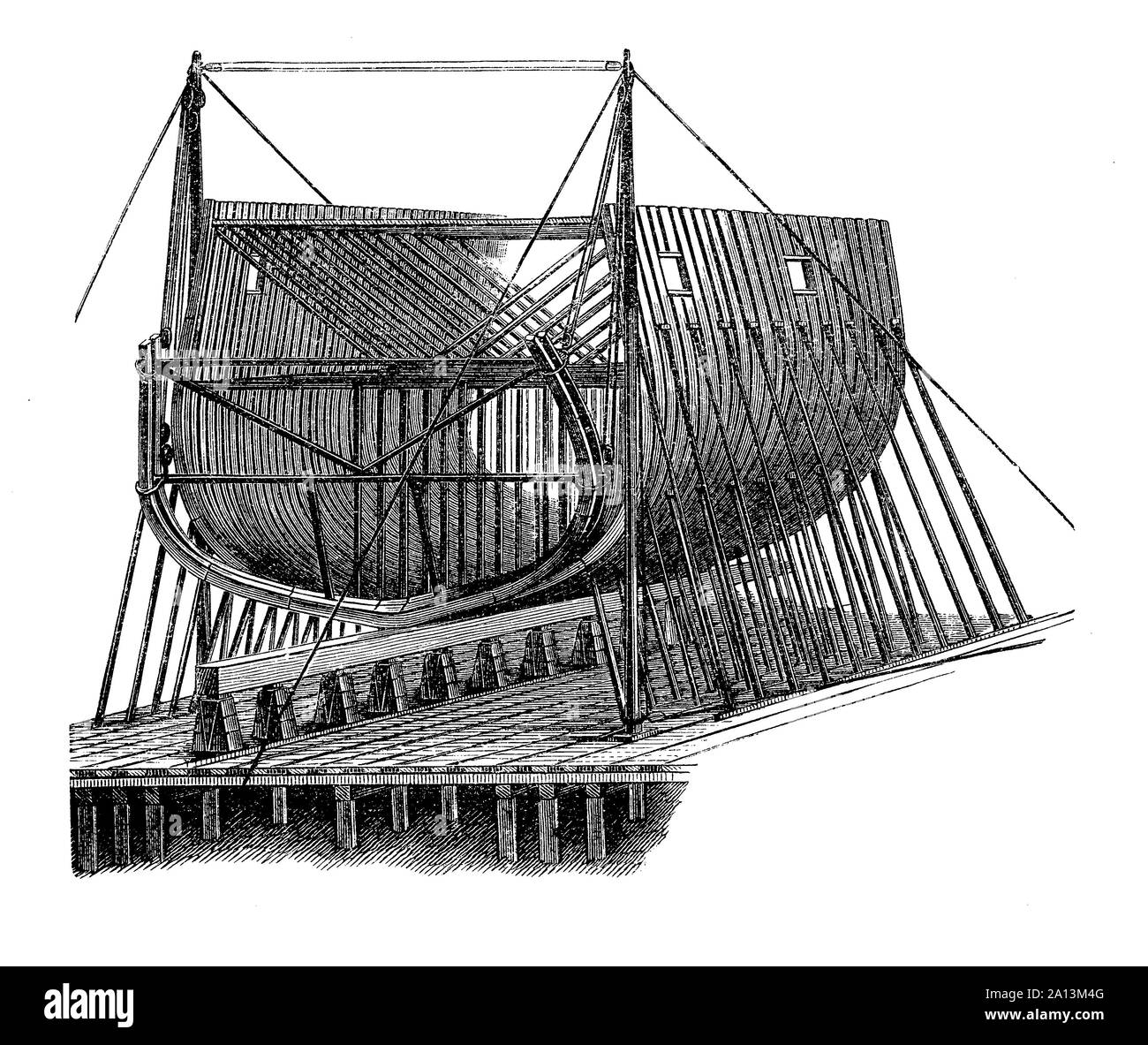 Naval Konstruktion in der Werft, das Gehäuse des Schiffskörpers Stockfoto