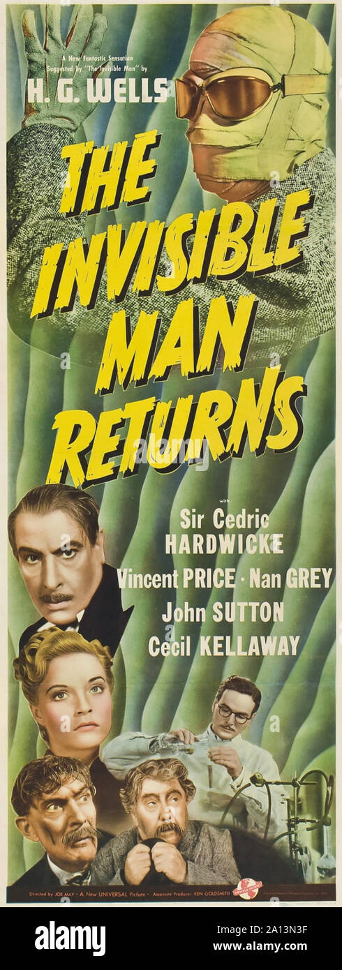 Der unsichtbare Mann kehrt 1940 Universal Pictures Film Stockfoto
