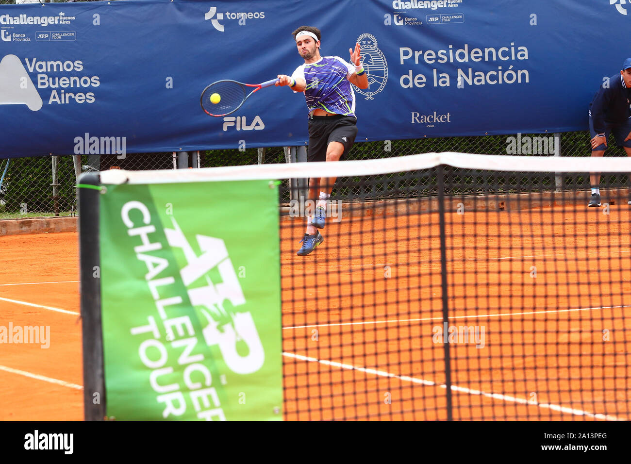BUENOS AIRES, 23.09.2019: Oscar Jose Gutierrez während des Spiels in der ersten Runde des Challenger ATP von Buenos Aires am Racket Club, Buenos Aires, Ar Stockfoto
