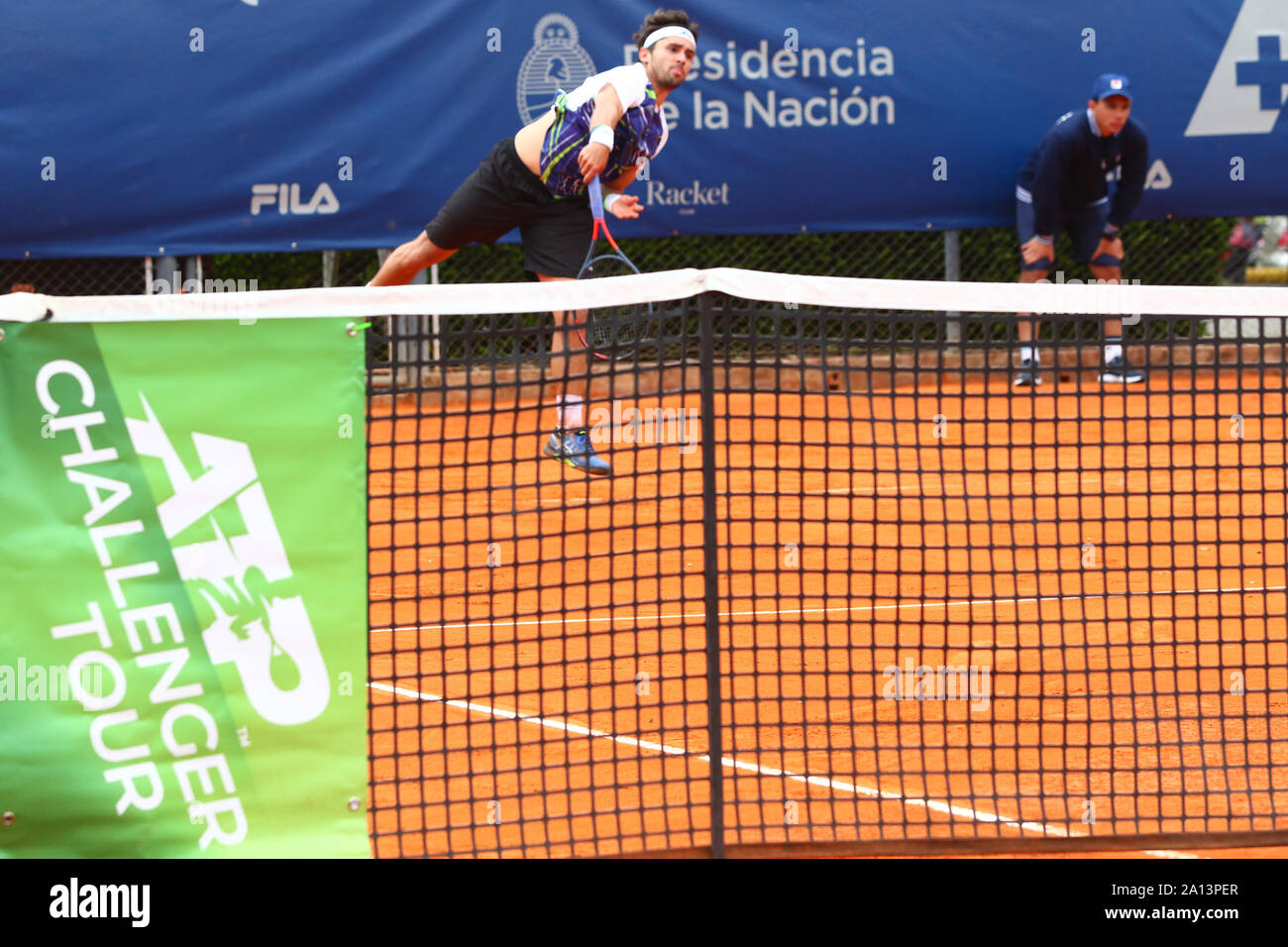 BUENOS AIRES, 23.09.2019: Oscar Jose Gutierrez während des Spiels in der ersten Runde des Challenger ATP von Buenos Aires am Racket Club, Buenos Aires, Ar Stockfoto