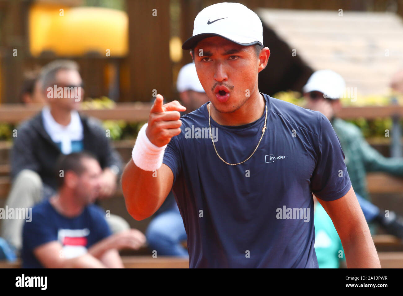 BUENOS AIRES, 23.09.2019: Pedro Sakamoto während des Spiels in der ersten Runde des Challenger ATP von Buenos Aires am Racket Club, Buenos Aires, Argentin Stockfoto