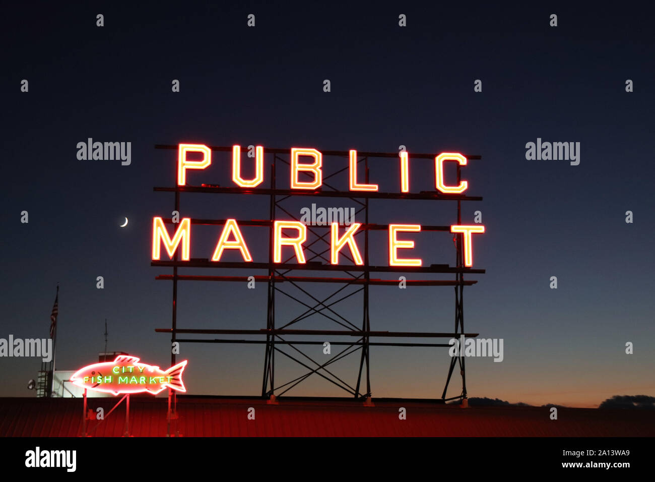 Bild von pikes öffentlichen Markt Zeichen Stockfoto