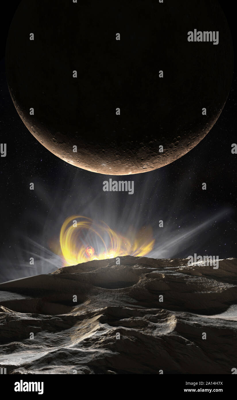 Eine der inneren Sonnensystem Asteroiden macht eine enge durch Quecksilber. Stockfoto