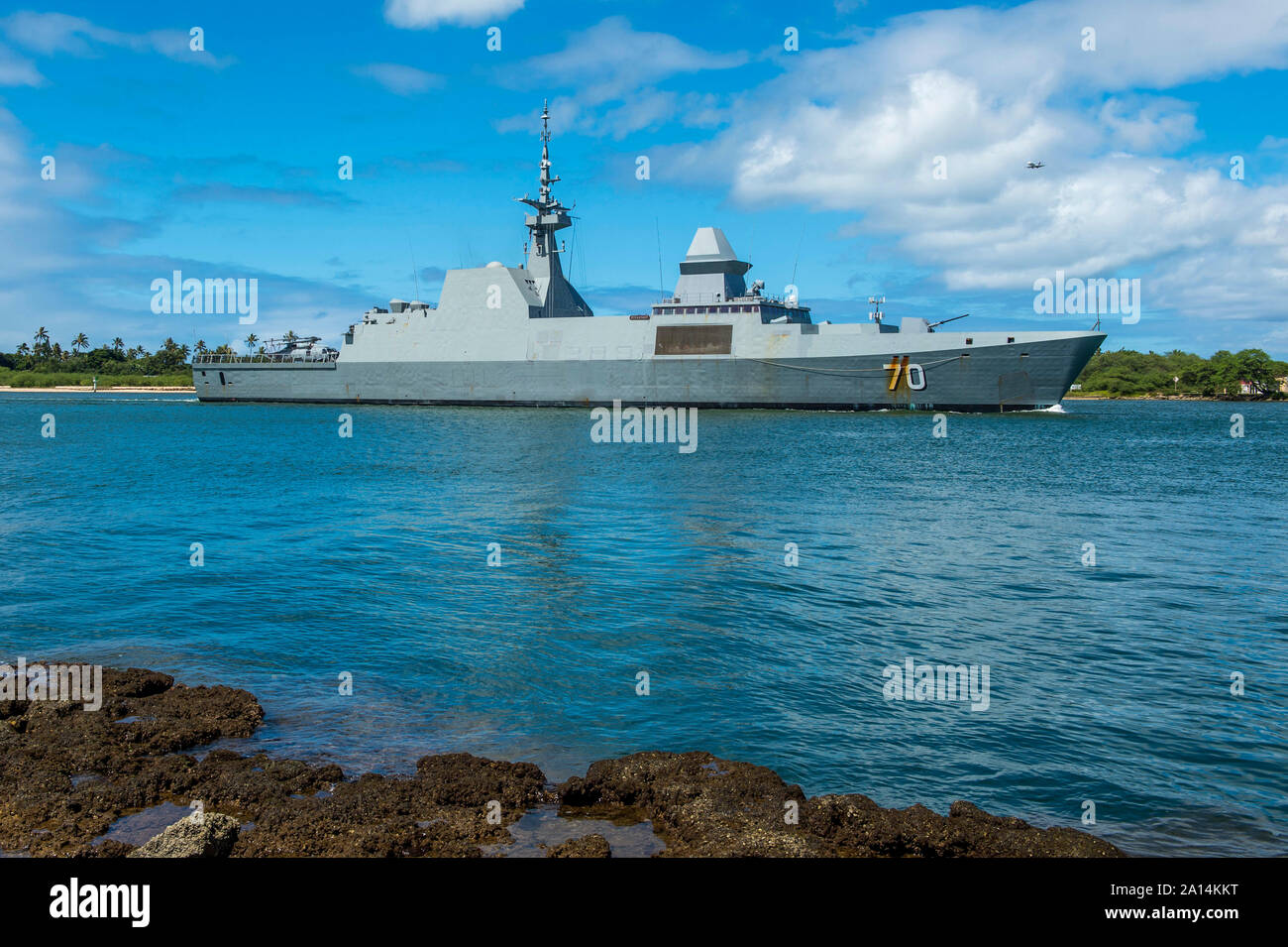 Republik Singapur Marine Gewaltige-Klasse geführte-missile Frigate RSS standhaft. Stockfoto