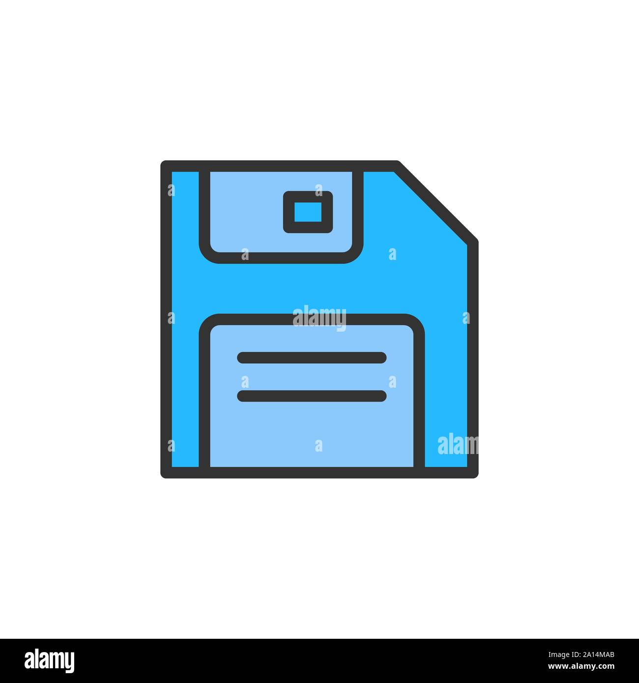 Vektor Diskette, Speichern flat Color Line Symbol. Stock Vektor