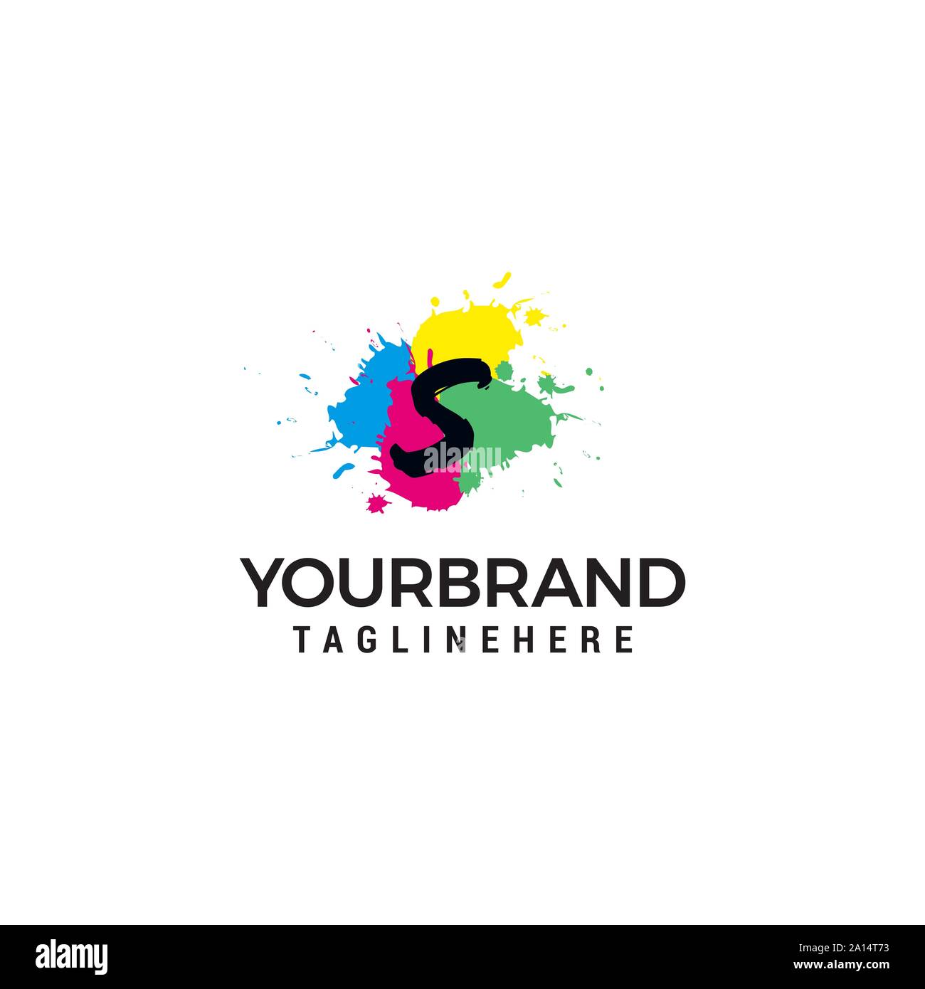Buchstabe S Logo auf bunte Farbe splash Hintergrund design Element Vorlage Stock Vektor