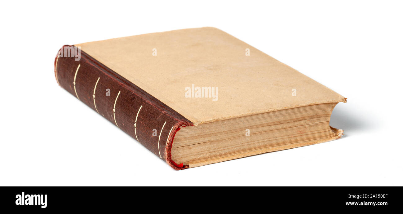 Altes Buch isoliert auf weißem Hintergrund Stockfoto