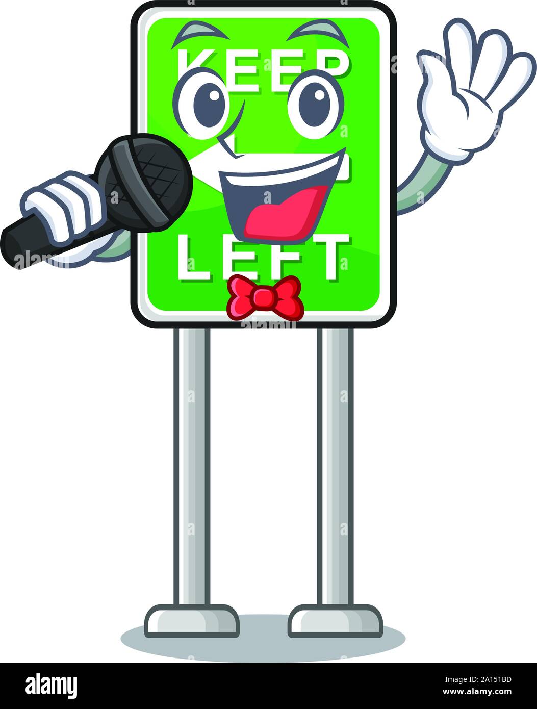 Singen auf der Seite Maskottchen Straße links halten Stock Vektor