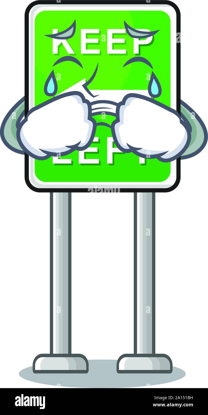 Weinend auf der Seite Maskottchen Straße links halten Stock Vektor