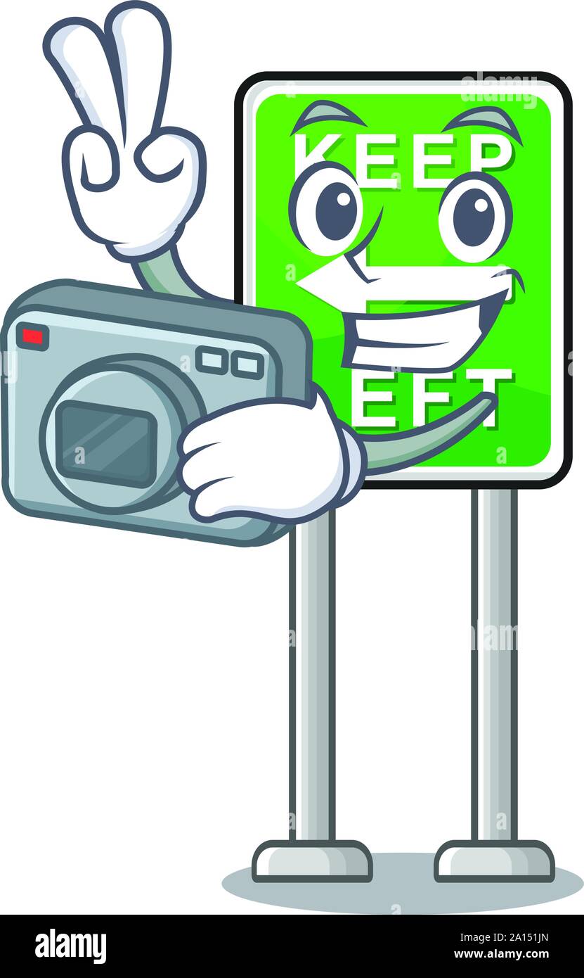 Fotograf auf Seite Maskottchen Straße links halten Stock Vektor