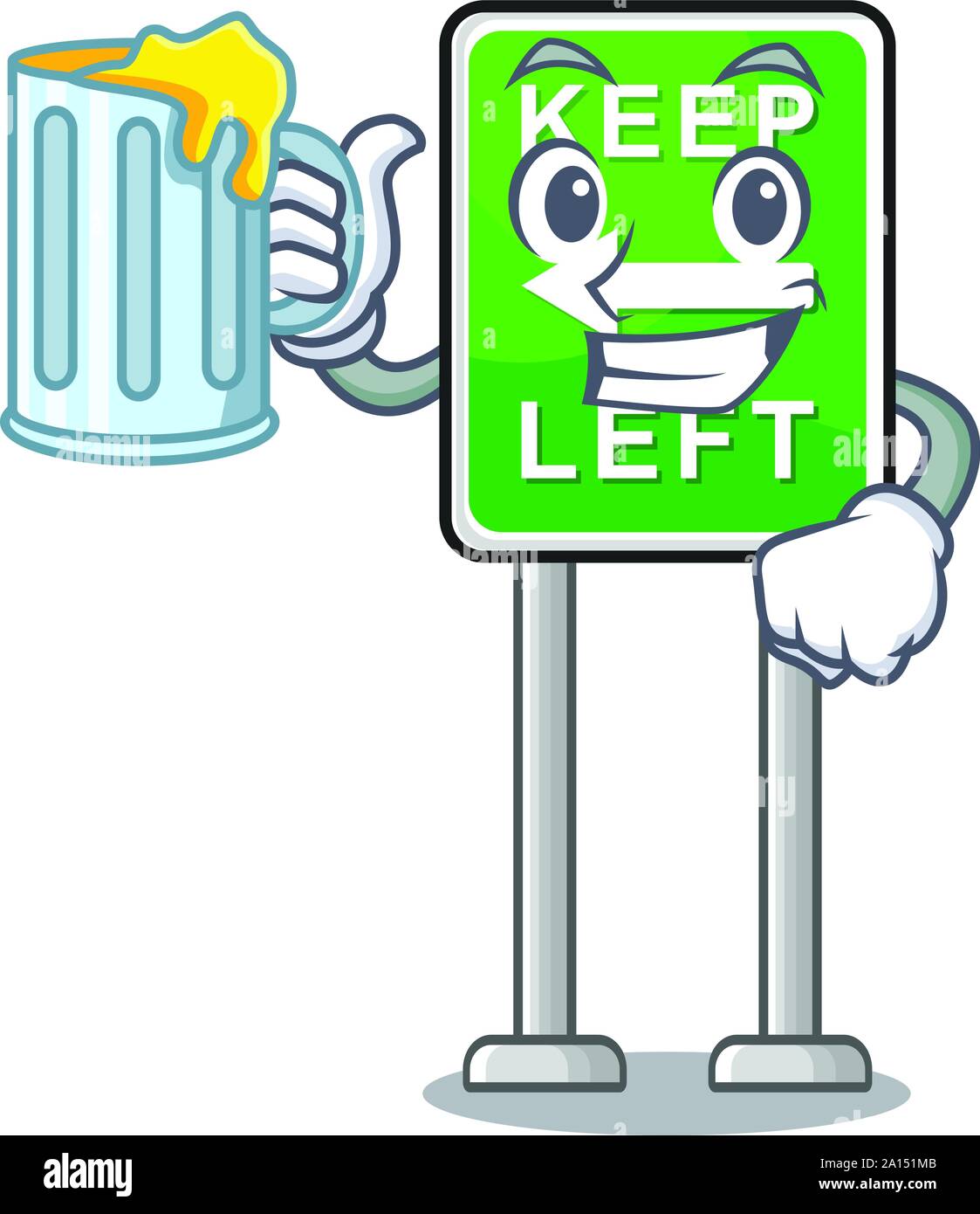 Mit Saft halten auf der Seite Maskottchen Road. Stock Vektor