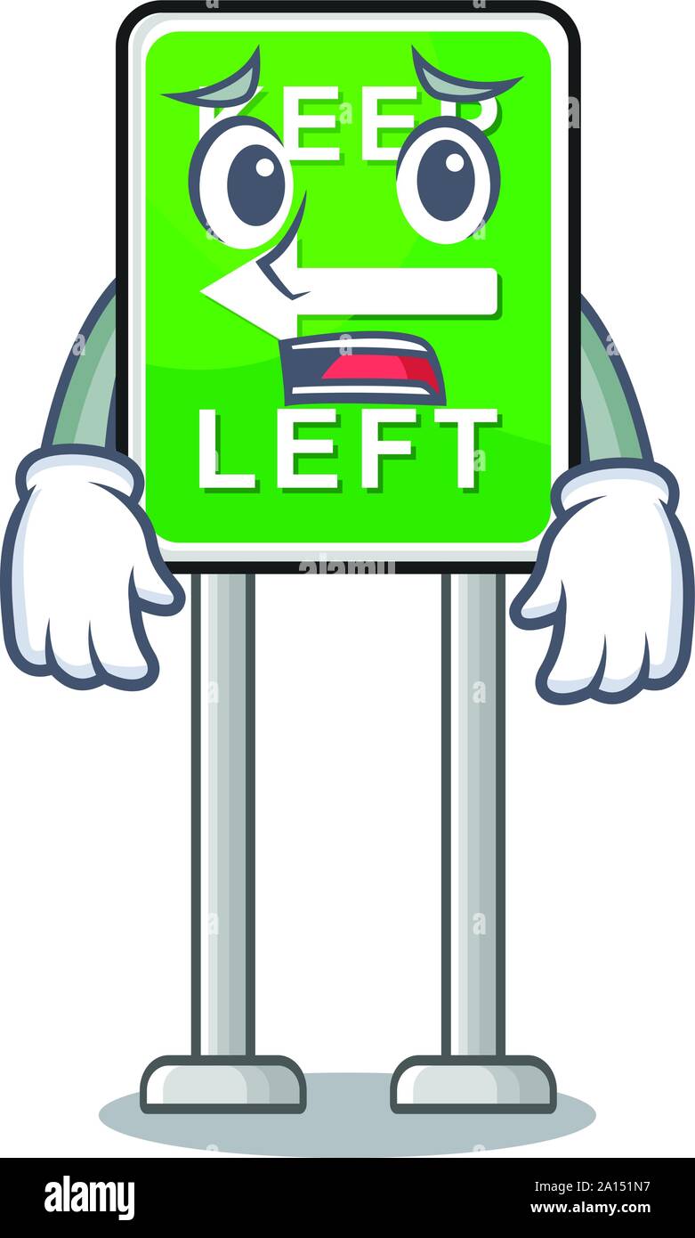 Angst auf der Seite Maskottchen Straße links halten Stock Vektor