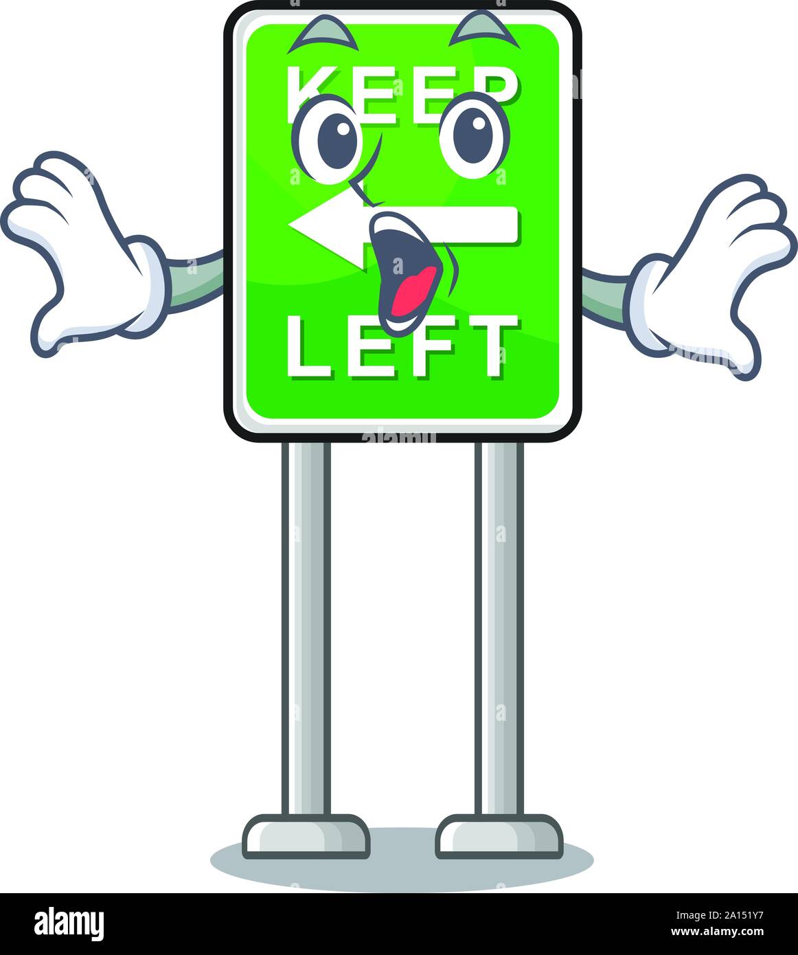 Überrascht auf der Seite Maskottchen Straße links halten Stock Vektor