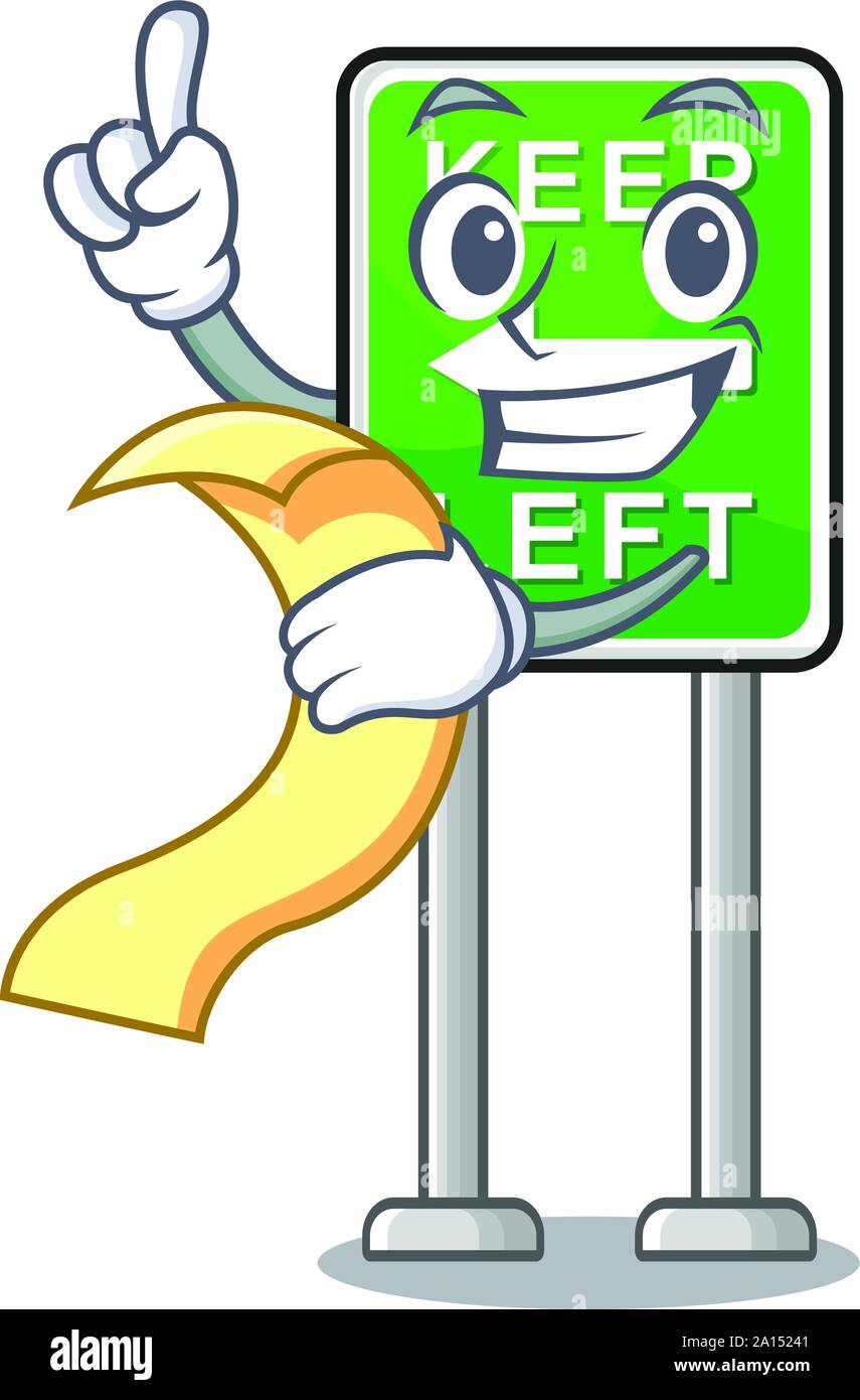 Mit dem Menü auf der linken Seite Maskottchen Straße Stock Vektor