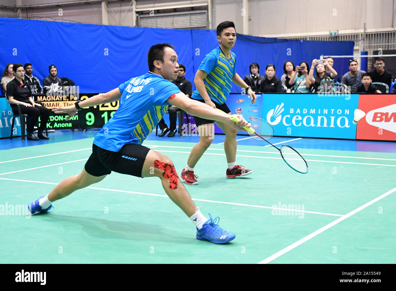 Peter Gabriel Magnaye und Thea Marie Pomar (Philippinen) in Aktion während der 2019 Sydney International Mixed Event Finale Match gegen Oliver Leydon-Davis und Anona Pak (Neuseeland) gesehen. Magnaye und Pomar gewann das Match, 21-9, 21-19. Stockfoto