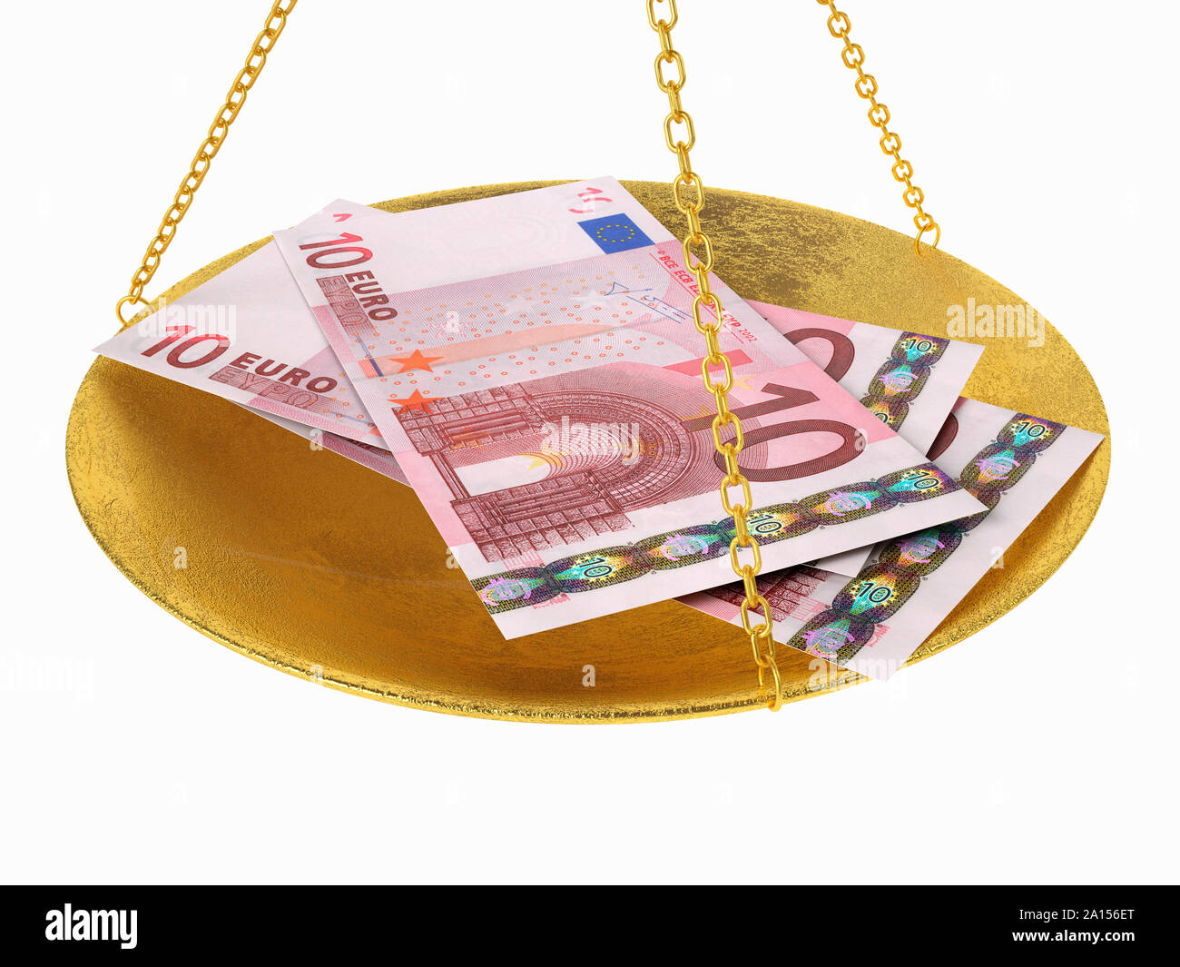 Stapel von Euro für Waagen Stockfoto