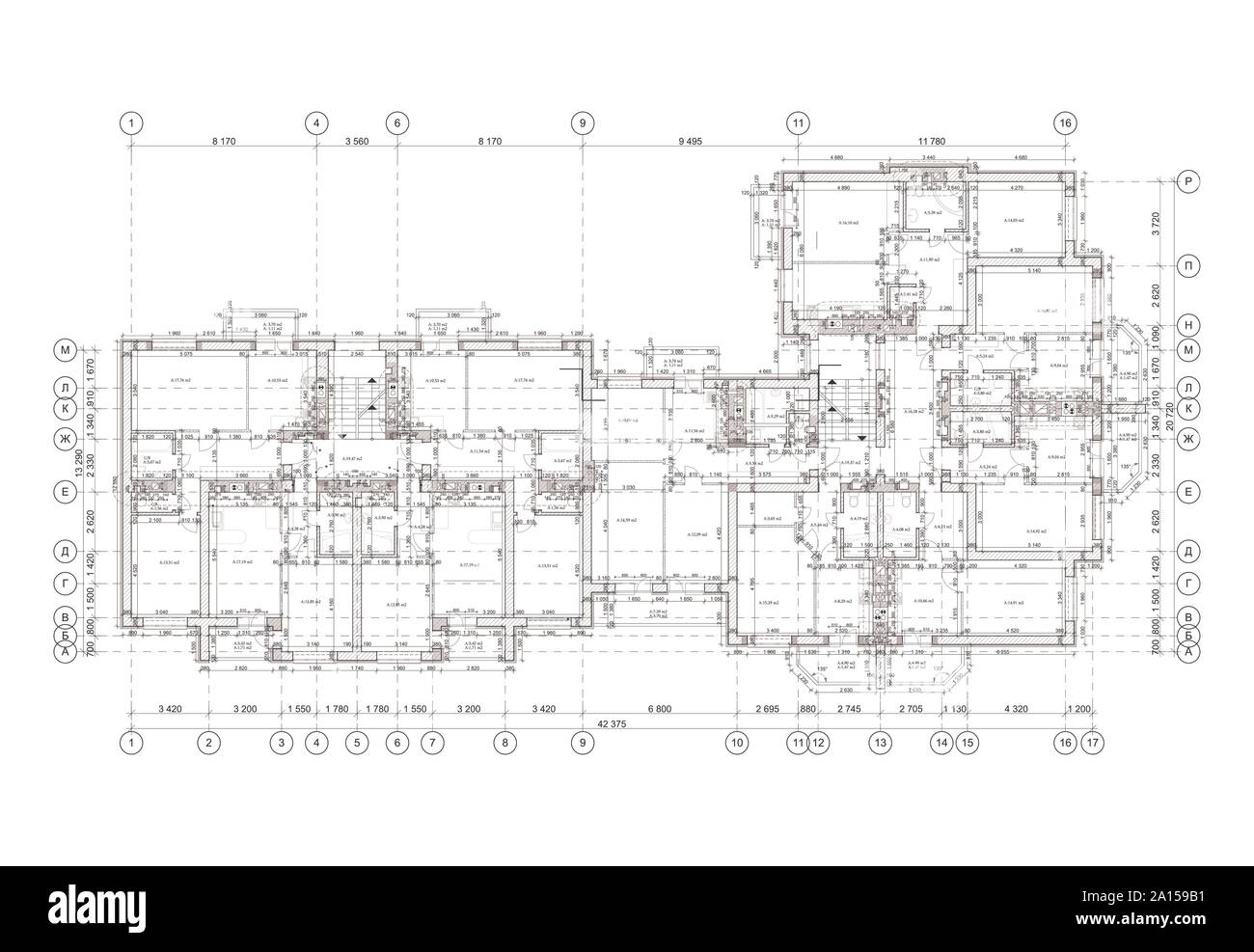 Detaillierte architektonische Grundriss, Wohnung Layout, Blaupause. Vector Illustration Stock Vektor