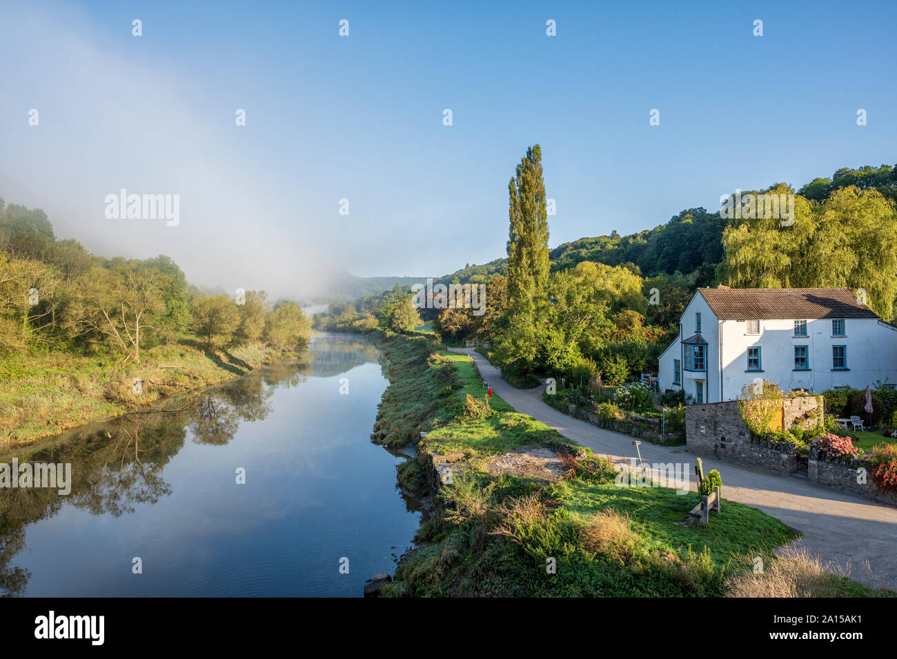 Brockweir auf dem Fluss Wye. Stockfoto