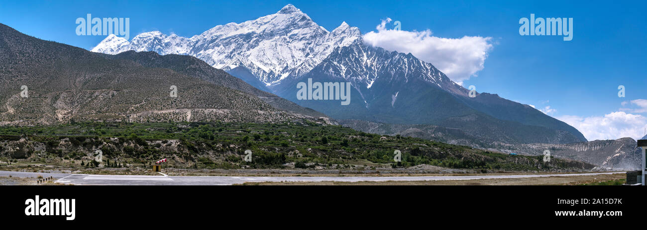 Flughafen Jomsom, Mustang, Nepal Stockfoto